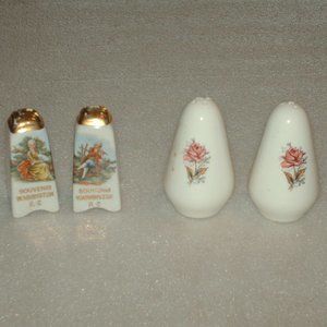 2 sets of vintage porcelain salt & pepper shakers